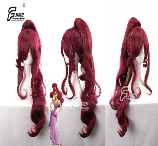 

ltlthercules megara anime costume cosplay wig 90cm long019170291, Black;brown
