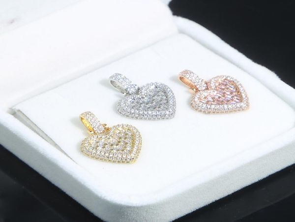 

iced out bling 5a cz heart pendant crystal tennis chain fashion necklace jewelry for women lady wedding party drop ship9129771, Silver