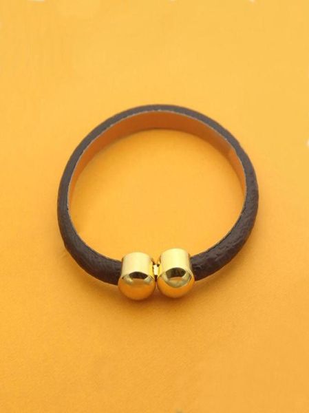 

europe america fashion style lady women print flower letter design leather bracelet bangle with 18k gold double round nail buckle8310300, Black