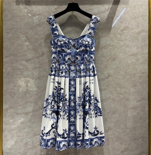 

2022 women summer camisole pleated dresses designer dress with pattern milan runway brand designer tank crop tshirt clothing 8132560, White;black