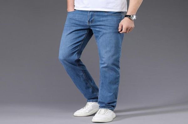 

jeans men straight trousers male soft slim fit business denim designer casual biker pants pantalon hombre homme2762610, Blue