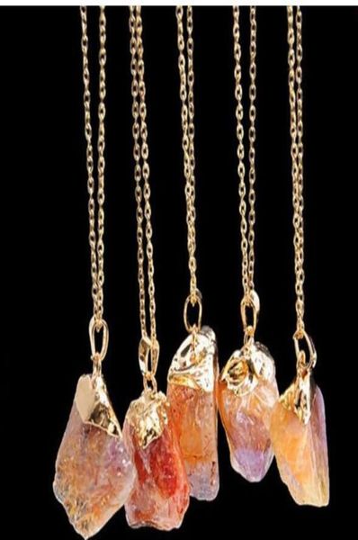 

irregar natural stone quartz crystal pendants necklaces for women druzy colorf sier color chain statement necklace jewelry drop de8700998, Silver