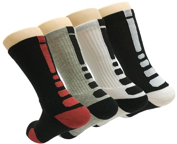 

4 pack men cushion basketball athletic socks fashion long sports compression crew sock size 71322621013910, Black