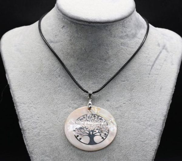 

pendant necklaces natural mother of pearl shell necklace charming tree pattern for women men charms jewelry4856292, Silver