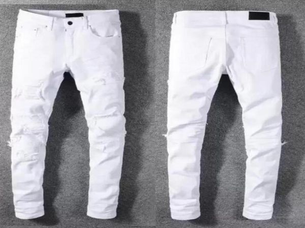 

luxurys designer mens jeans famous dasual design slimleg white embroidery snake motorcycle summer trousers pencil pantssize 29409772280, Blue