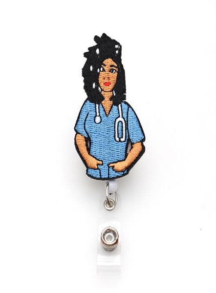 

10pcslot medical key rings felt retractable black nurse shape badge holder reel for gift2979004, Slivery;golden
