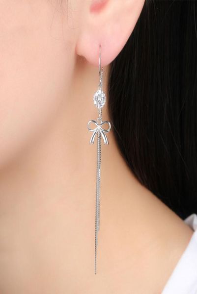 

925 sterling silver butterfly earrings for women zircon antilost ear line thin face earings korean fashion 2020 silver jewelry5451291