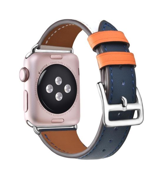 

suitable for apple watch leather single circle strap wristband series 4 replacement strap with adapter iwatch5 strap 38mm40mm 42m6967662, Black;brown