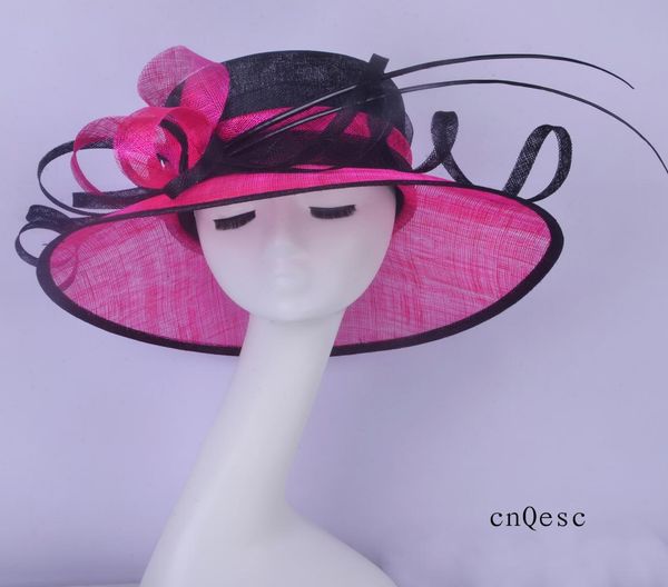 

2019 pink black sinamay hat dress hat church hat for wedding bridal shower mother of the bride wlong ostrich spine2892084, White