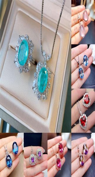 

jewelry sets pendant necklace ring 18k gold plated zircon rhinestones decor geometric heart water drop oval flower1915756, Silver