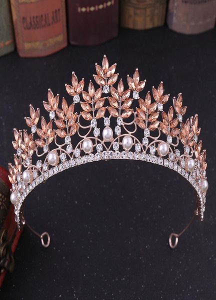 

new baroque luxury rhinestone pearl bridal tiara crown crystal diadem veil tiaras wedding hair accessories headpiece2021594, Slivery;golden