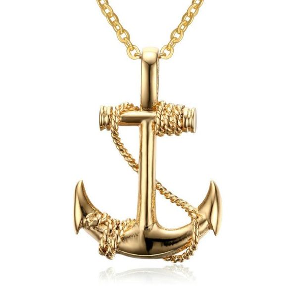 

men039s anchor and rope silver plated gold color necklace pendant stainless steel chain vintage necklaces2547938