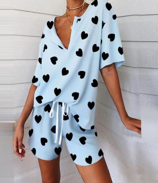 

men039s sleepwear summer love heart cotton pajamas set women pyjamas loose pijama mujer home clothes night suit4036114, Black;brown