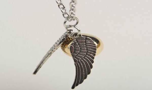 

new style silver wings snitch gold necklace pendant golden whole1710456