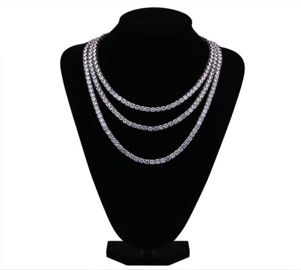 

tennis necklaces fashion men women 6mm glaring zircon chokers luxury 18k gold plated hip hop chokers chain necklaces2570448, Black