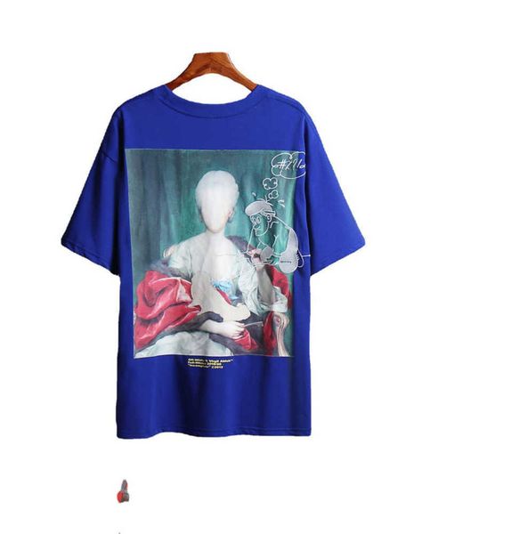 

2023 ss offw mariana religious spike show print fashion brand short sleeve66, White;black