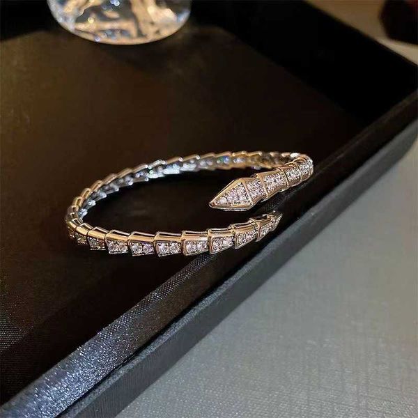 

luxurious zircon snake shaped open mesh red ins cool style premium bracelet popular fashion handwear, Golden;silver