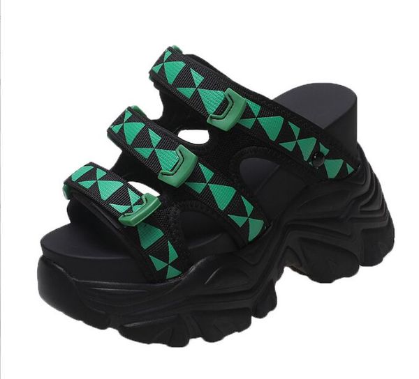 

women sandals peep-toe wedge platform sneakers woman heels thick bottom sandal new casual beach flip flops girls shoes 34-39, Black