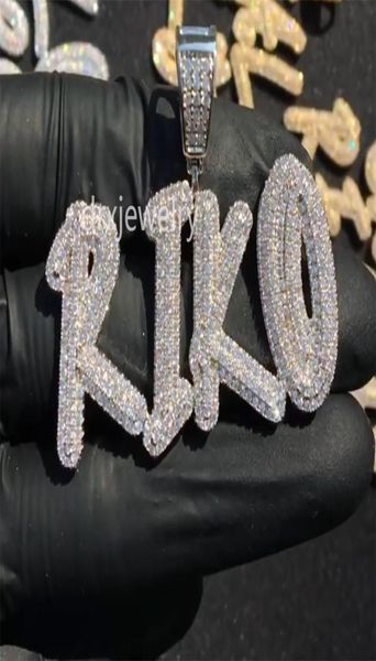 

14k custom name cursive letters pendant necklace double layer stones gold silver rosegold 3colors cubic zirconia jewelry1568621