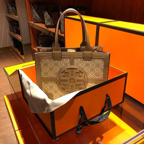 

original quality leather torys handbag burchs designer bags tb women's bag 2022 new versatile leisure old flower portable tote shopping