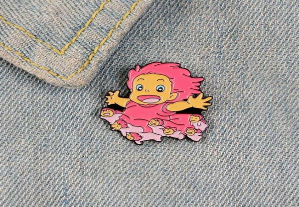 

cute small cartoon pretty girl funny enamel brooches pins for women kids demin shirt decor brooch pin metal kawaii badge fashion j6724457, Gray