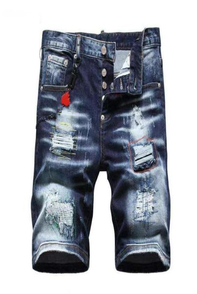 

20ss hip hop ripped jeans shorts designer clothing distressed slim fit motorcycle biker denim for men s mans pants pour hommes5230359, Blue