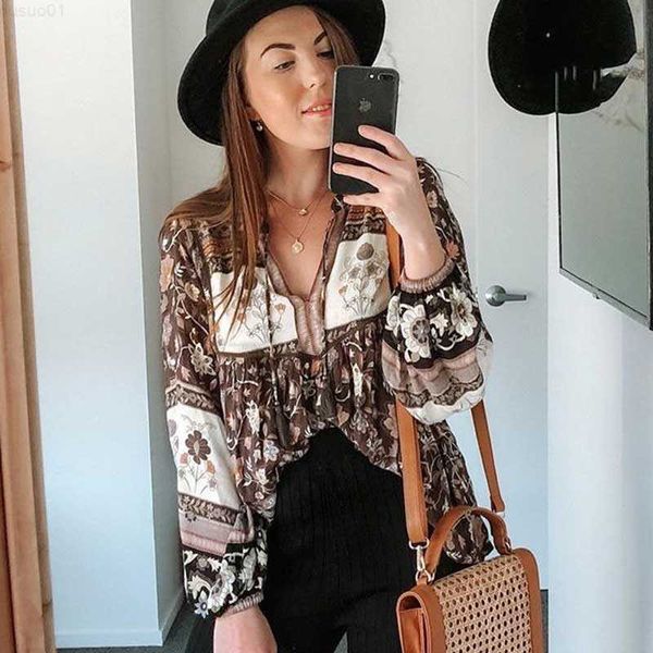 

women's blouses shirts super chic long sleeve boho blouse women tassle floral bohemian women long sleeve shirts rayon summer autumn blo, White