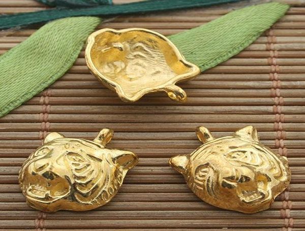 

30pcs gold tone tiger head charm h33800123456789107689504, Bronze;silver