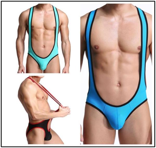 

men039s modal bodybuilding wrestling singlet bikini jumpsuit suspender bodysuit teddies underwear onepiece bodysuits1030255, Black;white