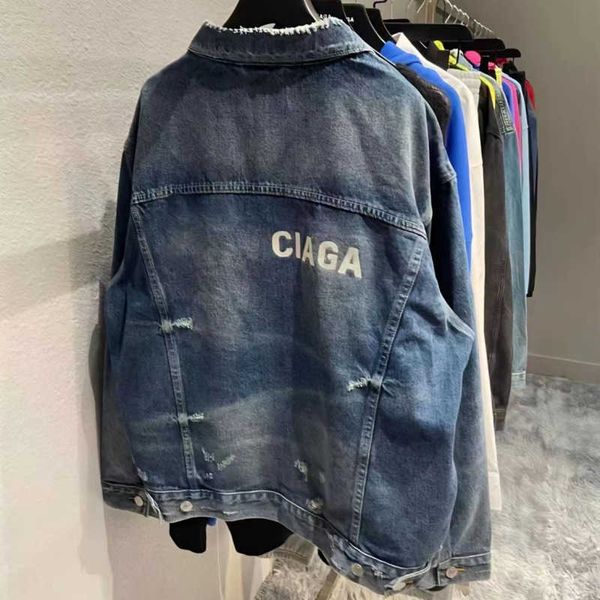 

winter denim jacket bb embroidery casual shirt designer baseball jackets street trend oversize jacket warm cardigan coat luxury men's c, Black;brown