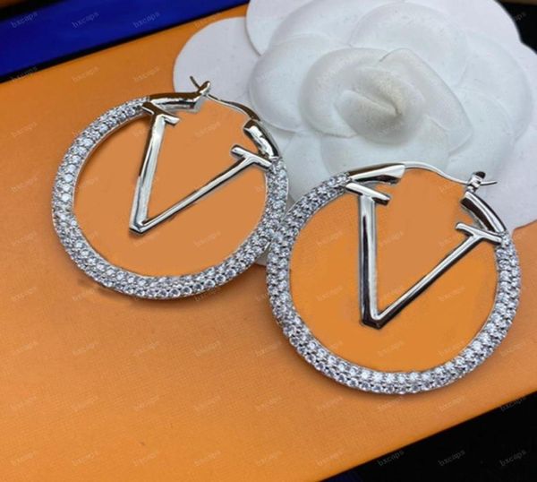 

silver gold hoop earrings with box for women luxurys designers stud earrings fashion jewelry letters earring wedding gift nice d229163782, Golden;silver