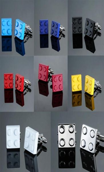 

hyx men cufflinks muticolor bricks design blue red black 8 colors option copper novelty cuff links wholeretail1323918, Silver;golden