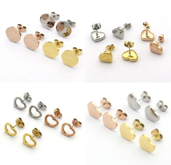 

womens love earrings studs designer jewelry for women heart studs as wedding christmas gift with box6279293, Golden;silver
