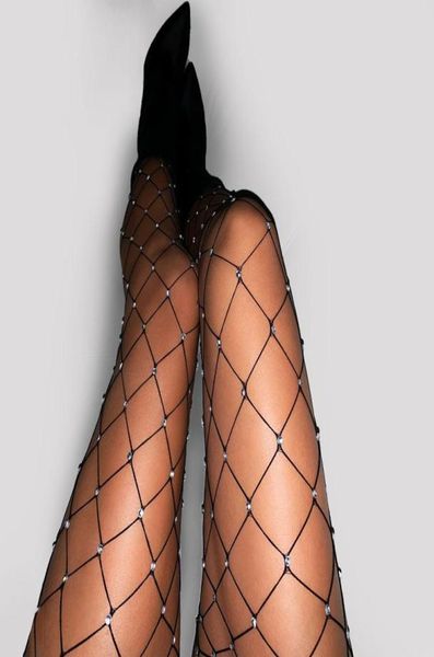 

socks & hosiery women rhine fishnet tights crystal stockings black white big larger mesh diamond glitter pantyhose tightssocks4376046