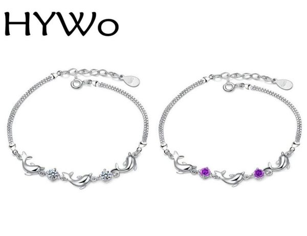 

hywo shop unique diy 925 silver zircon crystal dolphin bracelet for fashion women gift pulseras factory direct special whole6219648, Black