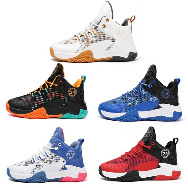 

2023 multi-colored kid basketball breathable shoes boys white blue black orange red golden mens trainers outdoor sports sneakers