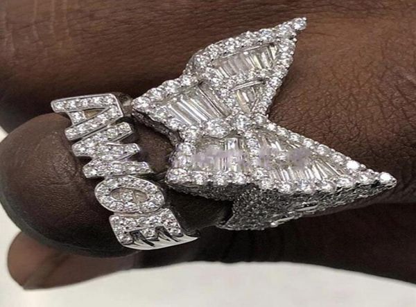 

asap rocky carti awge butterfly ring hiphop street rap men full of zircon rings1750936, Silver