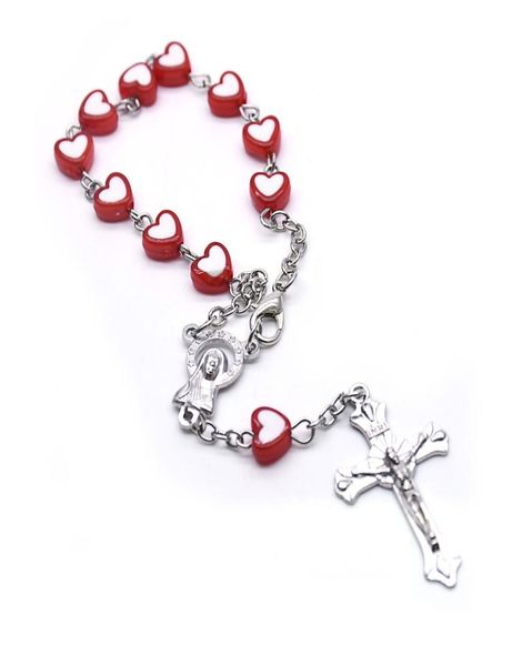 

red heart cross children rosary bracelet our lady of christ religious church prayer supplies4289229, Black
