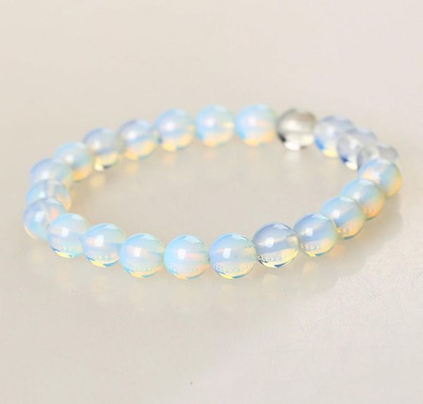 

1 pcs 8mm round crystal moonstone natural stone stretched beaded bracelet for women fashion roman style wristband8870883, Black