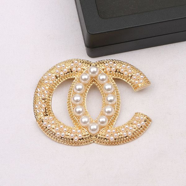 

20style brand designer double letter brooch women men luxury classic style pearl flower brooches pin metal fashion jewelry accessories high, Gray