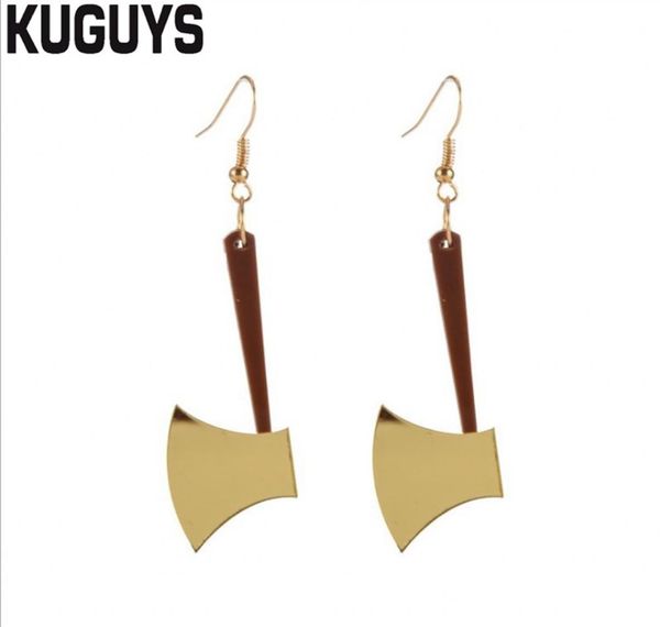 

new arrival cool axe drop earrings for womens gold silver color mirror acrylic earring fashion jewelry trendy rock accessories6457382