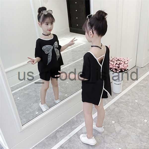 

clothing sets baby girl clothing sets 4 6 8 10 12 year big bow print girl outfit short sleeve summer children clothes suit cotton kid suit x, White