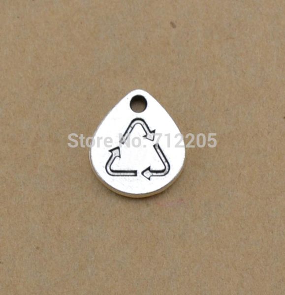 

zinc alloy 50pcs a lot antique silver plated recycle sign round charms for making bangles bracelets7606472, Blue;slivery