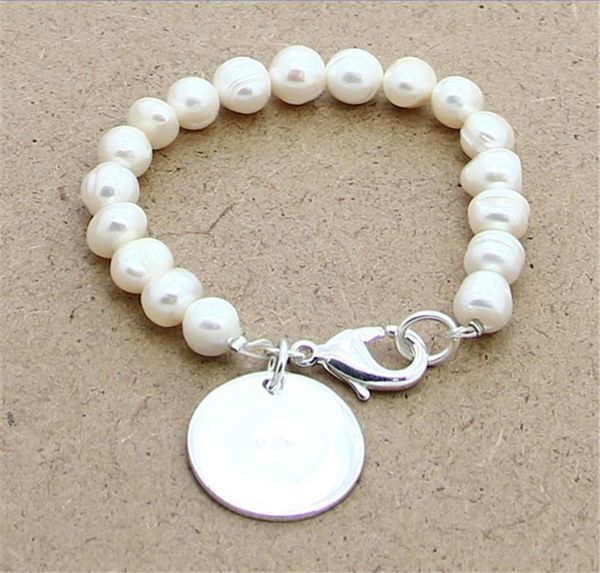 

new 925 sterling silver bracelet natural freshwater pearl with heart brand bracelet for woman charm jewelry wedding gift7133395, Black