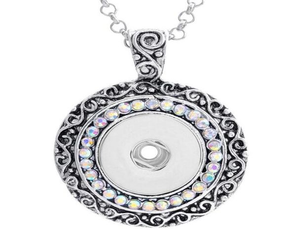 

18mm noosa ginger snap button pendants with crystal diamond jewelry interchangeable necklaces accessory jewerly for men women chri2330152, Silver