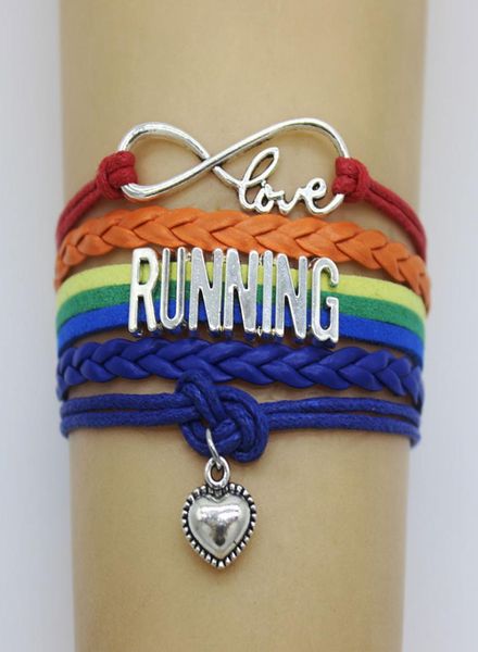 

infinity love running shoes heart charm wrap bracelets heart bracelet wax leather custom women men bracelets jewelry2115316, Golden;silver