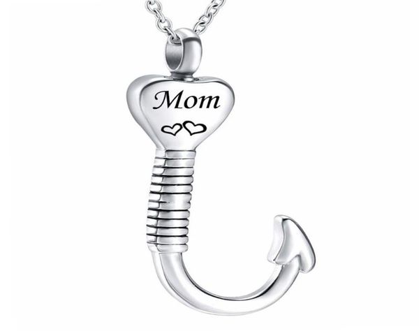 

new titanium steel cremation fish hook heart pendant keepsake urn necklace for ashes memorial jewelry memento6090219, Silver