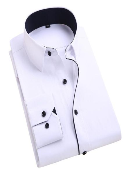 

wholesummer 2016 mens longsleeved whitesolid dress shirt cotton blend business casual classicfit unelastic soft formal shi2772472, White;black
