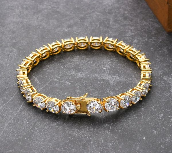 

gold plated 8mm 78inch big cz tennis bracelets chains for men women hiphop jewelry gift8963016, Black