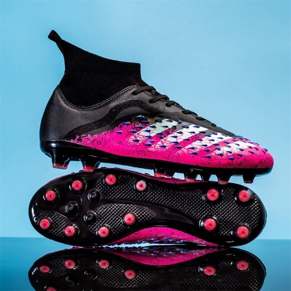 

safety shoes 2023 men soccer kids high ankle football boots cleats grass training sport footwear mens sneakers op230711, Black;brown